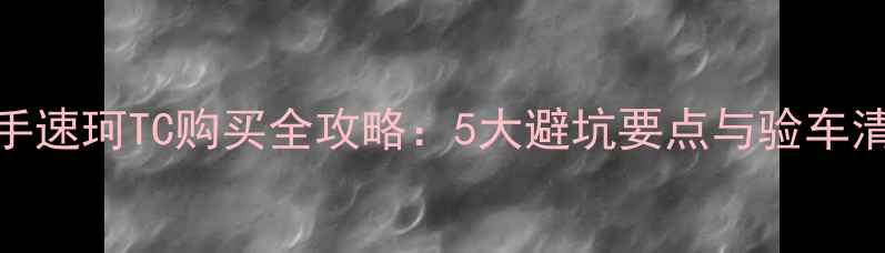 图片 二手速珂TC购买全攻略：5大避坑要点与验车清单