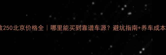 图片 二手飞致250北京价格全｜哪里能买到靠谱车源？避坑指南+养车成本大公开2