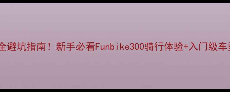图片 全网最全避坑指南！新手必看Funbike300骑行体验+入门级车型对比1