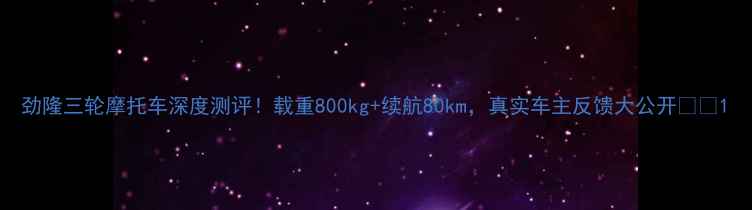 图片 劲隆三轮摩托车深度测评！载重800kg+续航80km，真实车主反馈大公开🚗💨1