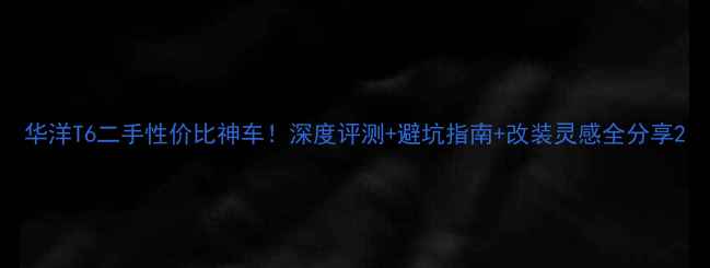 图片 华洋T6二手性价比神车！深度评测+避坑指南+改装灵感全分享2