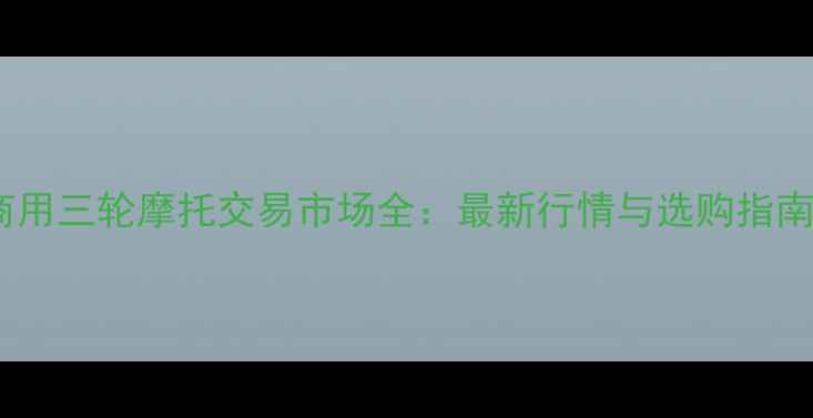 图片 商用三轮摩托交易市场全：最新行情与选购指南2