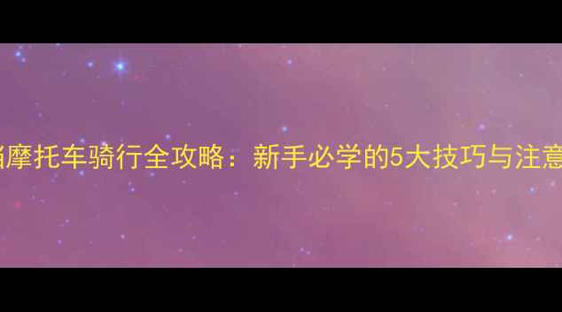 图片 国际挡摩托车骑行全攻略：新手必学的5大技巧与注意事项1