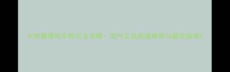 图片 大排量摩托车购买全攻略：国内正品渠道推荐与避坑指南2