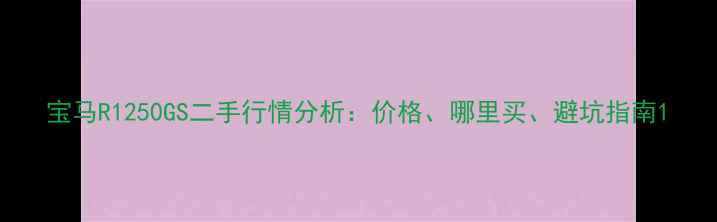 图片 宝马R1250GS二手行情分析：价格、哪里买、避坑指南1