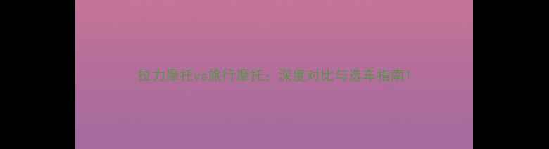 图片 拉力摩托vs旅行摩托：深度对比与选车指南1