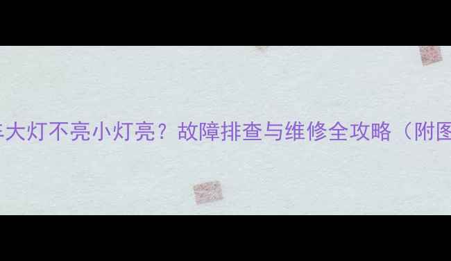图片 摩托车大灯不亮小灯亮？故障排查与维修全攻略（附图解）2