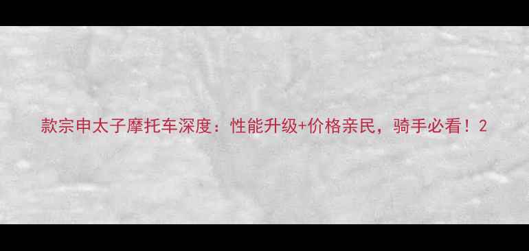 图片 款宗申太子摩托车深度：性能升级+价格亲民，骑手必看！2