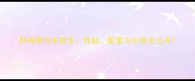 图片 野神摩托车款全：性能、配置与价格全公开1