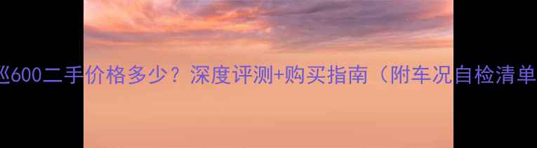 图片 黄巡600二手价格多少？深度评测+购买指南（附车况自检清单）1