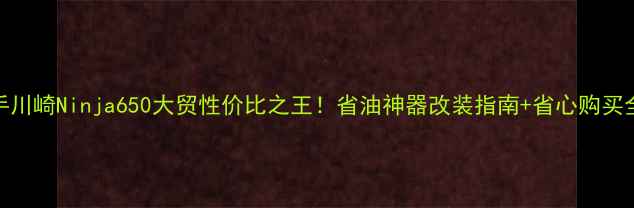 图片 🔥二手川崎Ninja650大贸性价比之王！省油神器改装指南+省心购买全攻略