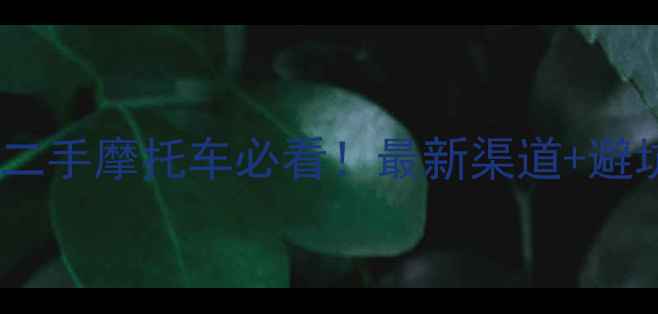 图片 🔥天津买二手摩托车必看！最新渠道+避坑指南💨1