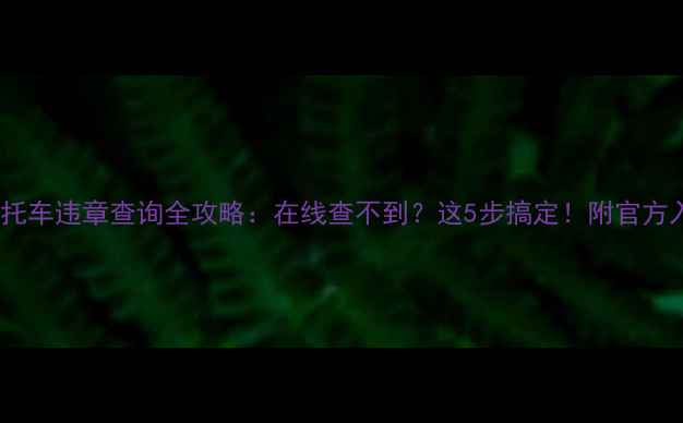 图片 🔥摩托车违章查询全攻略：在线查不到？这5步搞定！附官方入口2