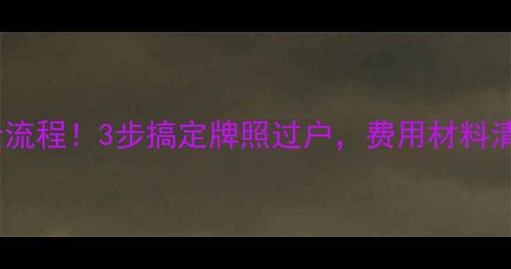 图片 🚗摩托车过户全流程！3步搞定牌照过户，费用材料清单大公开🚗💨1